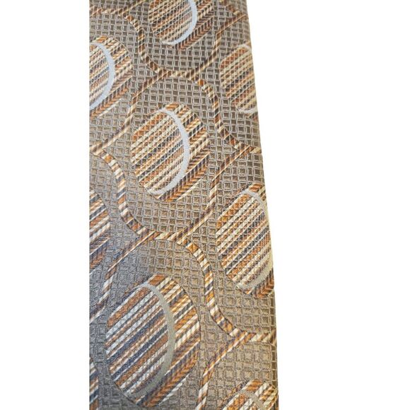 Philippe Ertu Mens Neck Tie 100% Silk Tan Gold Abstract Japan Designer Wedding - Picture 2 of 13